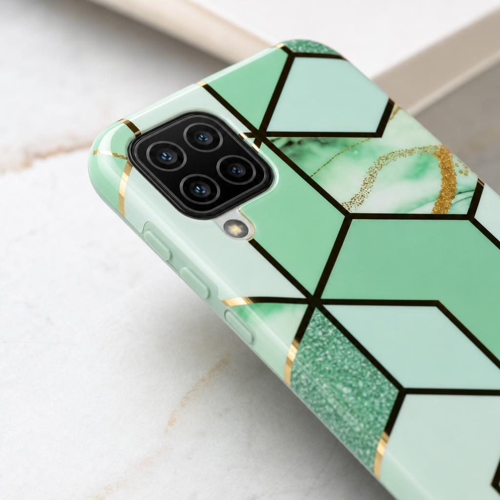 Husă Samsung Galaxy A12, marmorată, verde