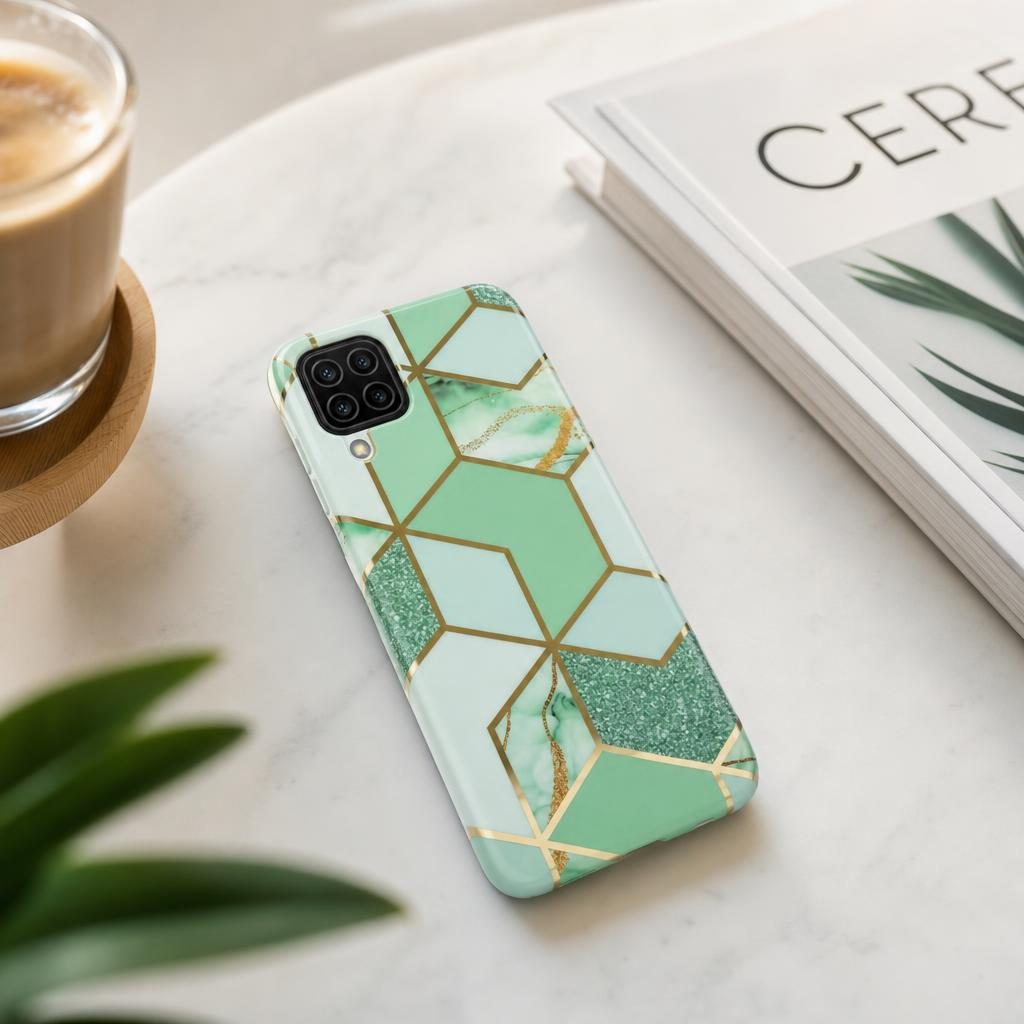 Husă Samsung Galaxy A12, marmorată, verde