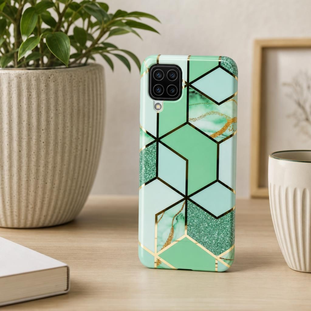 Husă Samsung Galaxy A12, marmorată, verde