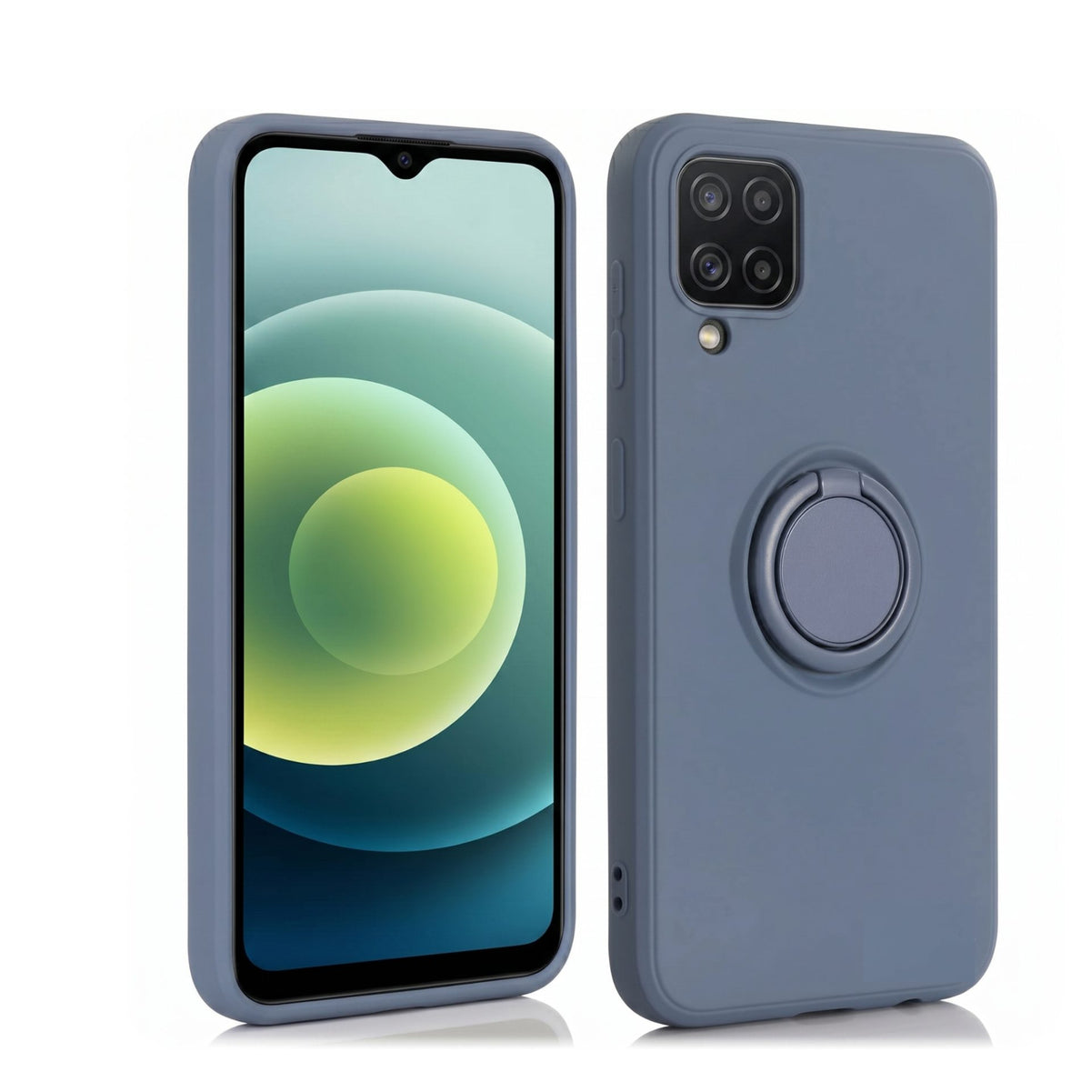 Husă Samsung Galaxy A12, silicon cu inel, albastru deschis