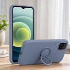 Husă Samsung Galaxy A12, silicon cu inel, albastru deschis