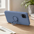 Husă Samsung Galaxy A12, silicon cu inel, albastru deschis