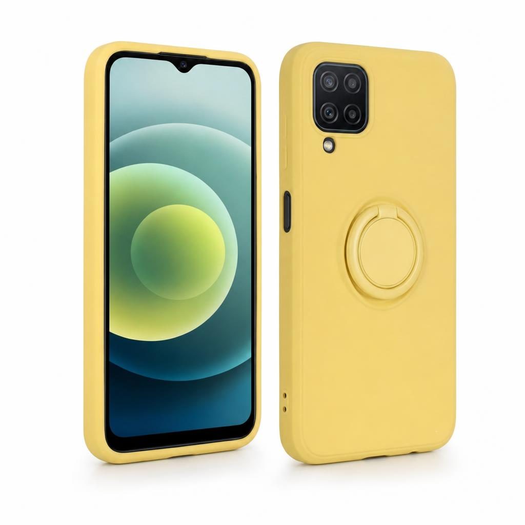 Husă Samsung Galaxy A12, silicon cu inel, galben