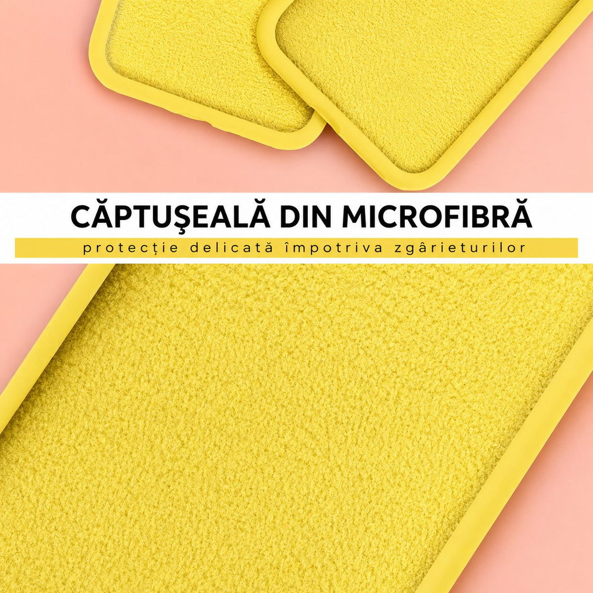 Husă Samsung Galaxy A12, silicon cu inel, galben