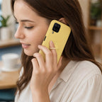 Husă Samsung Galaxy A12, silicon cu inel, galben