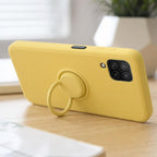 Husă Samsung Galaxy A12, silicon cu inel, galben