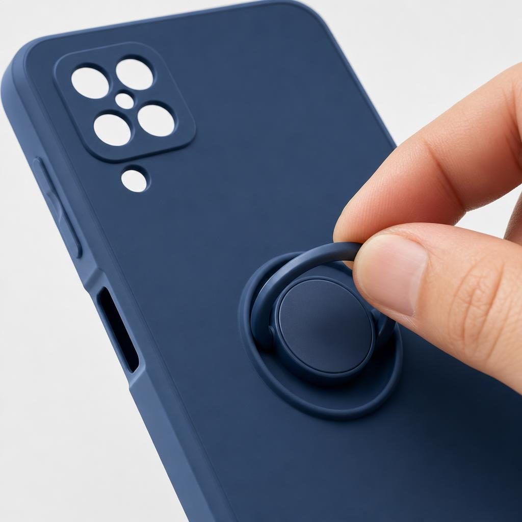 Husă Samsung Galaxy A12, silicon cu inel, navy blue
