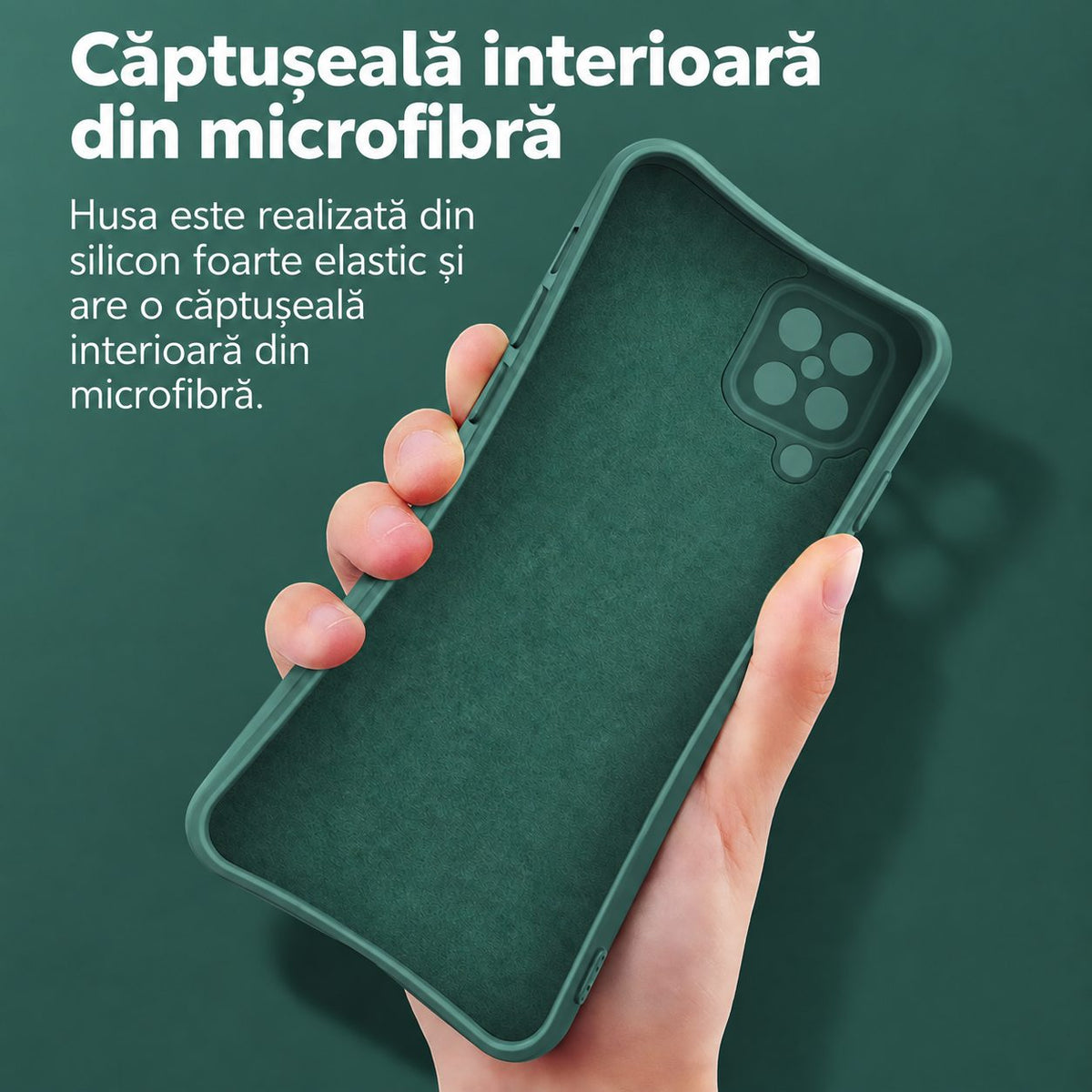 Husă Samsung Galaxy A12, silicon cu inel, verde