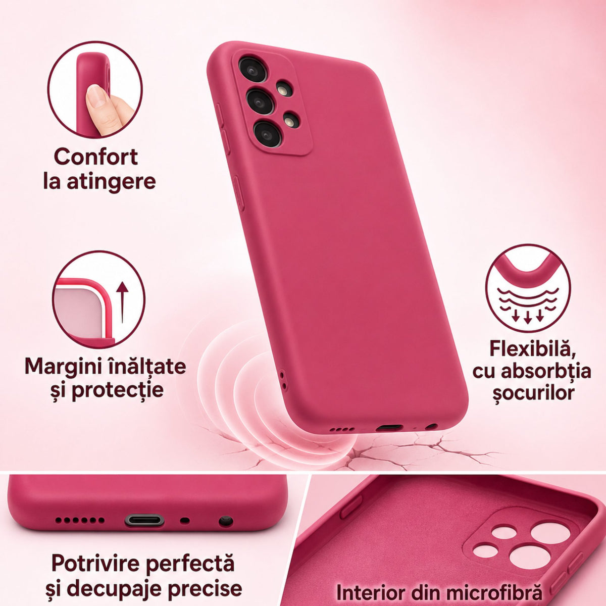 Husă Samsung Galaxy A13 5G / A04s, silicon, roz