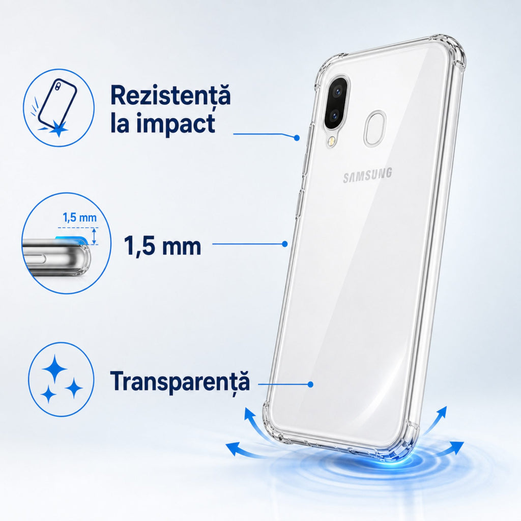Husă Samsung Galaxy A20e, antișoc, transparent