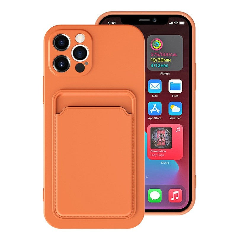 Husă Samsung Galaxy A21s, cu buzunar pentru card, portocaliu