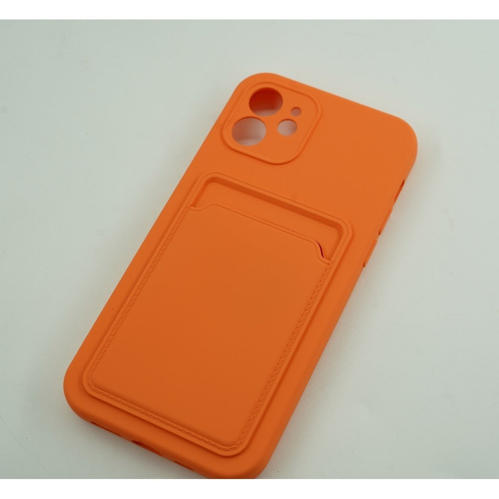 Husă Samsung Galaxy A21s, cu buzunar pentru card, portocaliu