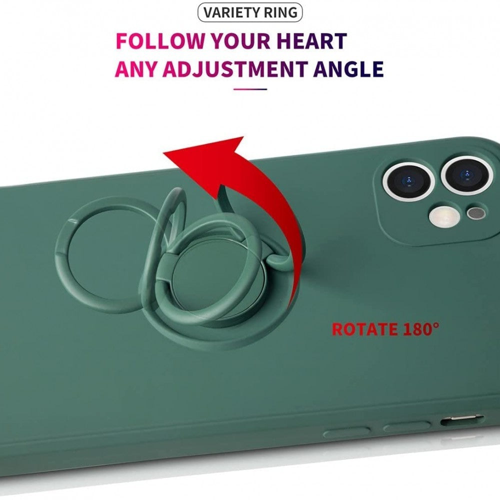 Husă Samsung Galaxy A21s, silicon cu inel, verde