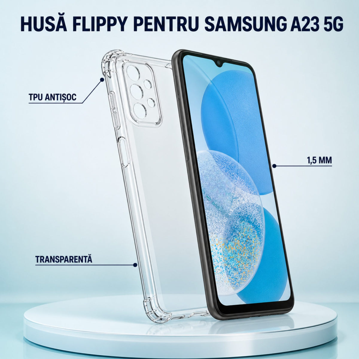 Husă Samsung Galaxy A23 5G, antișoc, transparent