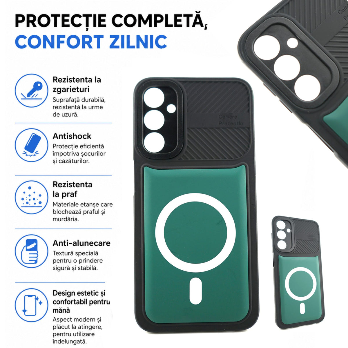 Husă Samsung Galaxy A24, tip armură, verde închis