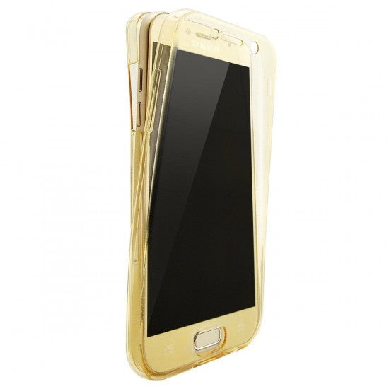 Husă Samsung Galaxy A3 2017, 360°, din TPU transparent, auriu