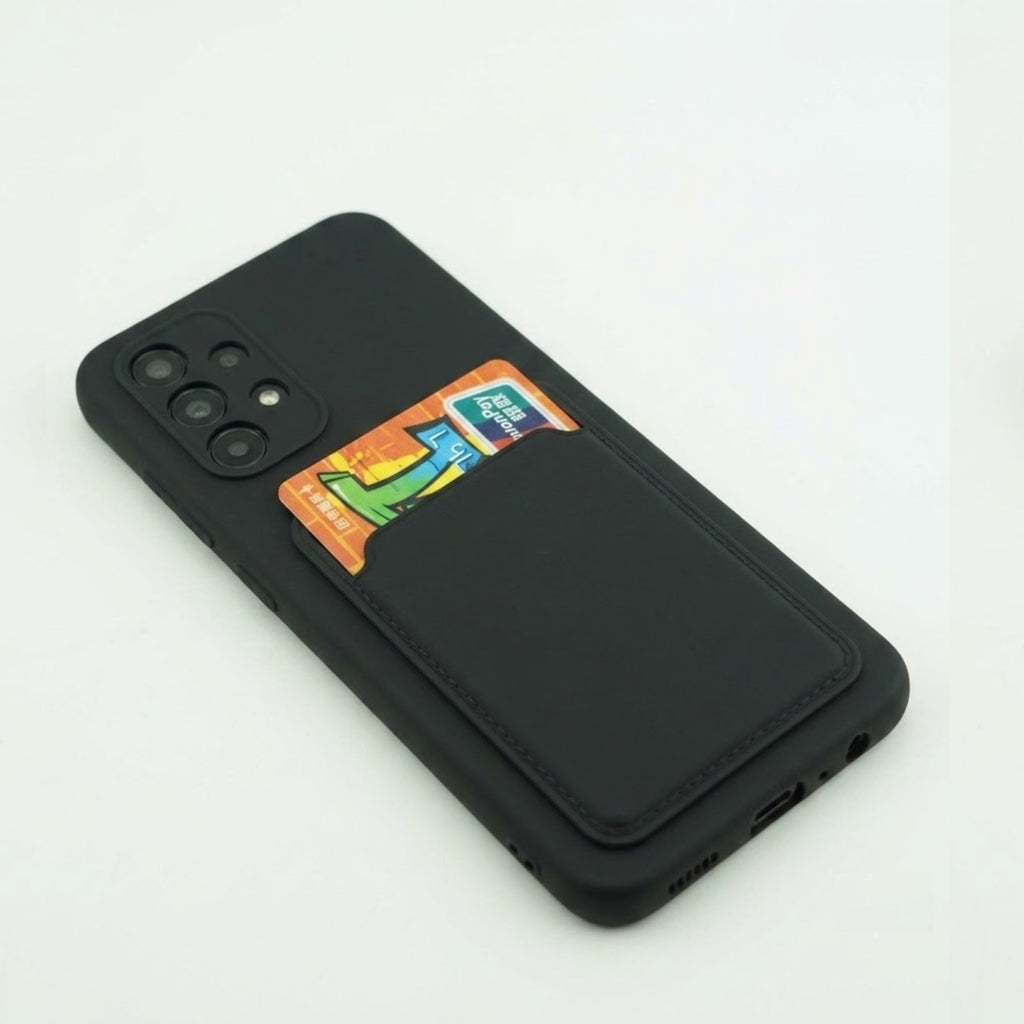 Husă Samsung Galaxy A32 5G, cu buzunar pentru card, negru