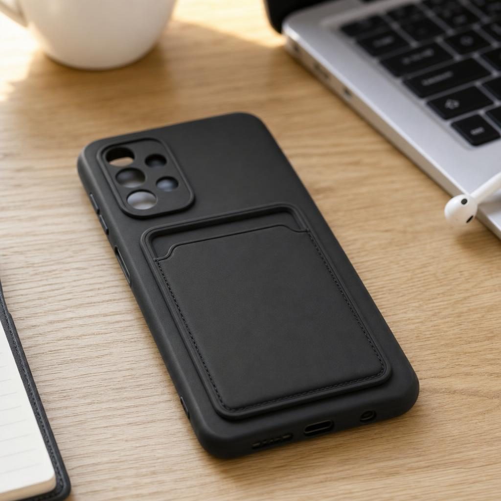 Husă Samsung Galaxy A32 5G, cu buzunar pentru card, negru