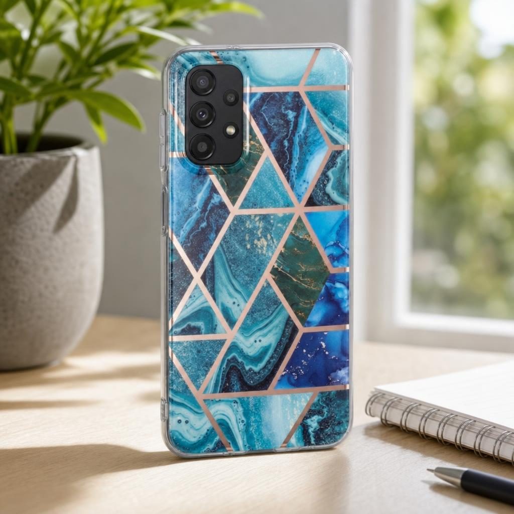 Husă Samsung Galaxy A32 5G, marmorată, albastru