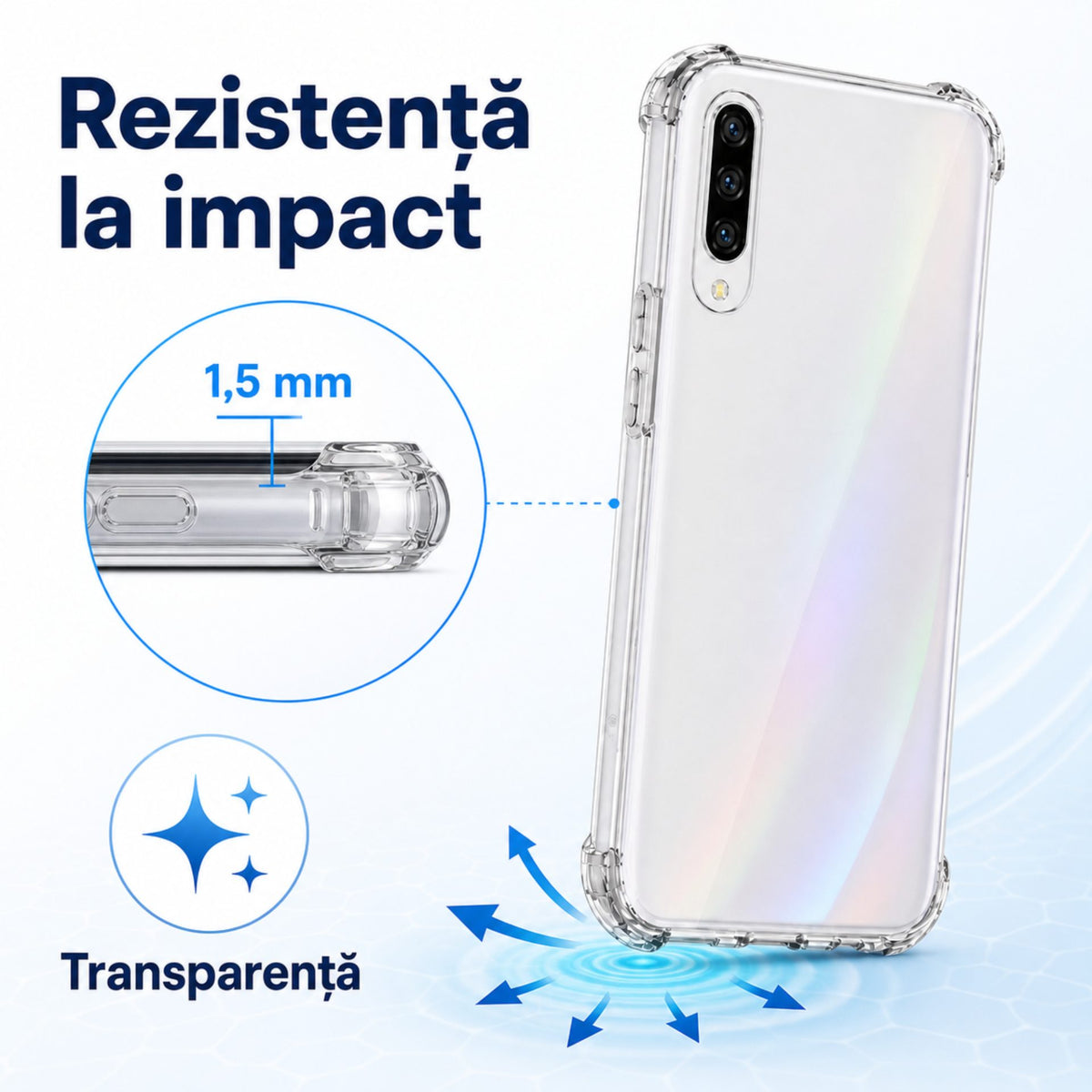 Husă Samsung Galaxy A50, antișoc, transparent