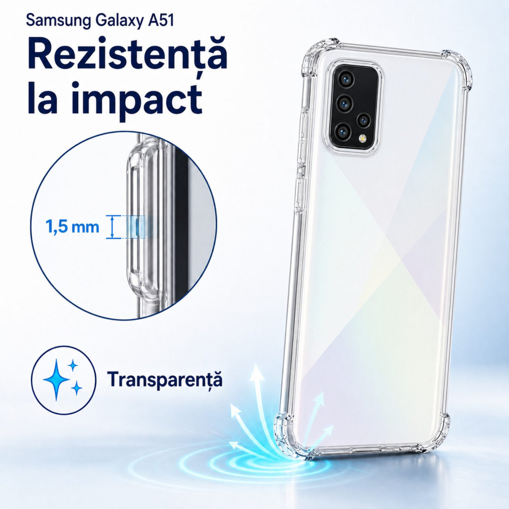 Husă Samsung Galaxy A51, antișoc, transparent
