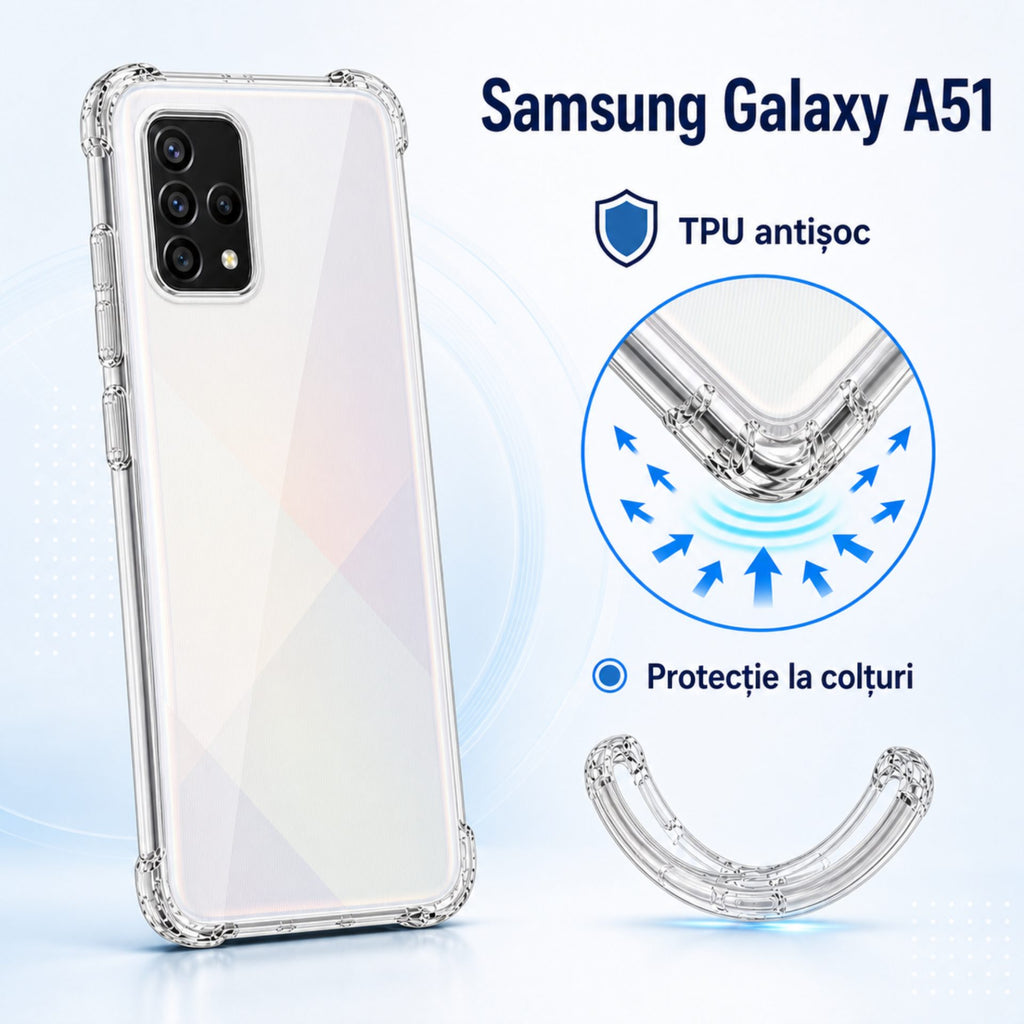 Husă Samsung Galaxy A51, antișoc, transparent
