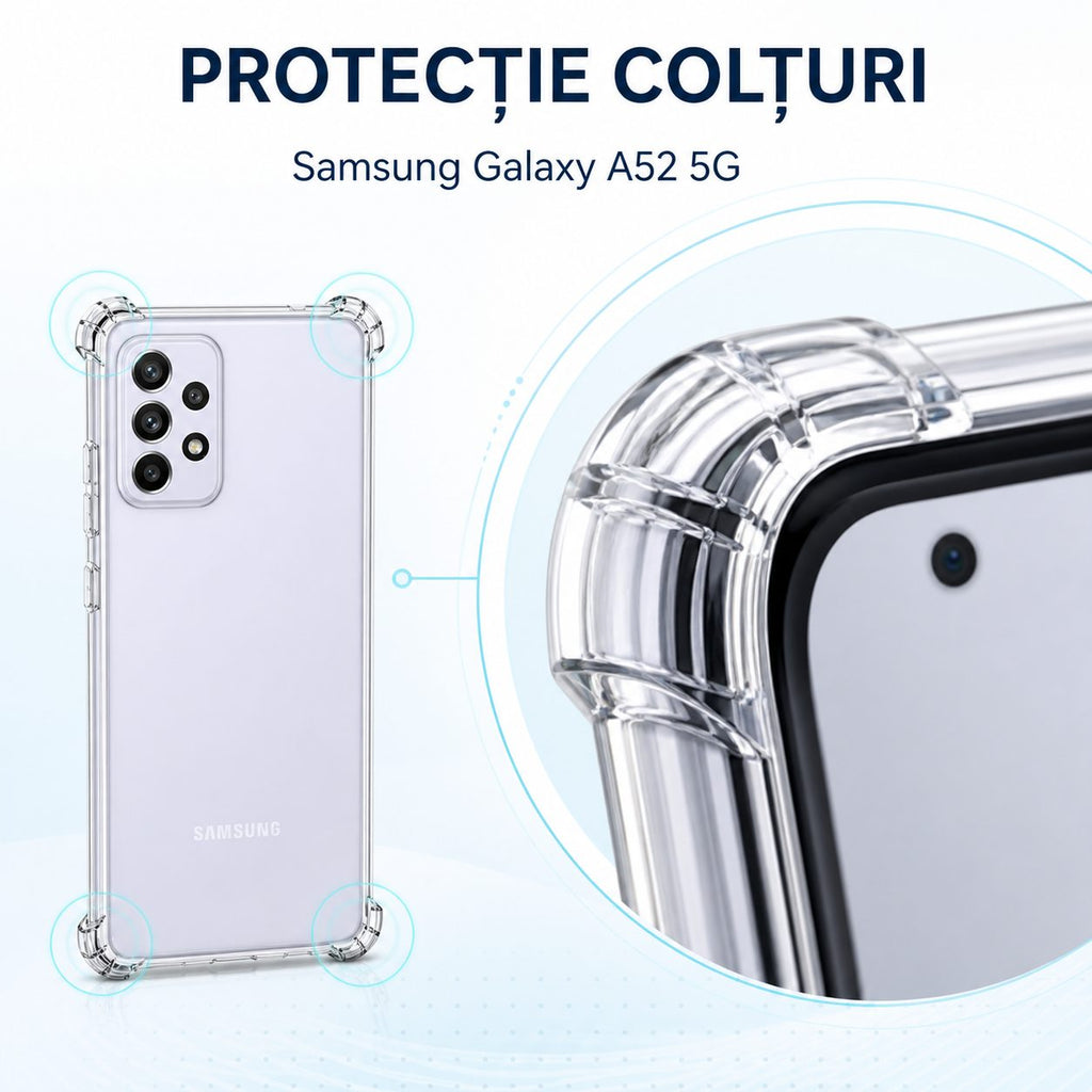 Husă Samsung Galaxy A52 / A52 5G, antișoc, transparent