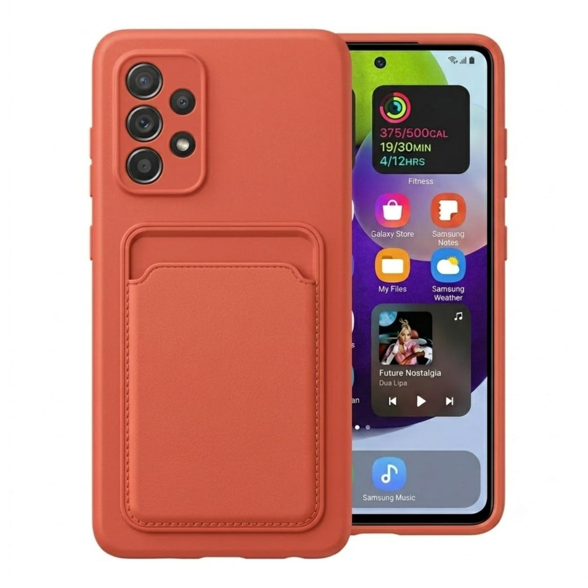 Husă Samsung Galaxy A52 / A52 5G, cu buzunar pentru card, portocaliu