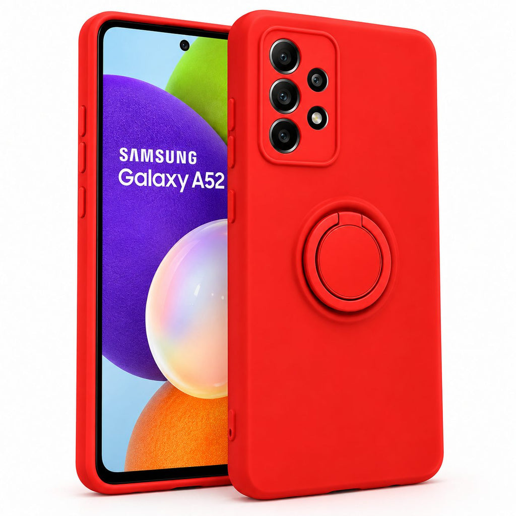 Husă Samsung Galaxy A52 / A52 5G, silicon cu inel, roșu