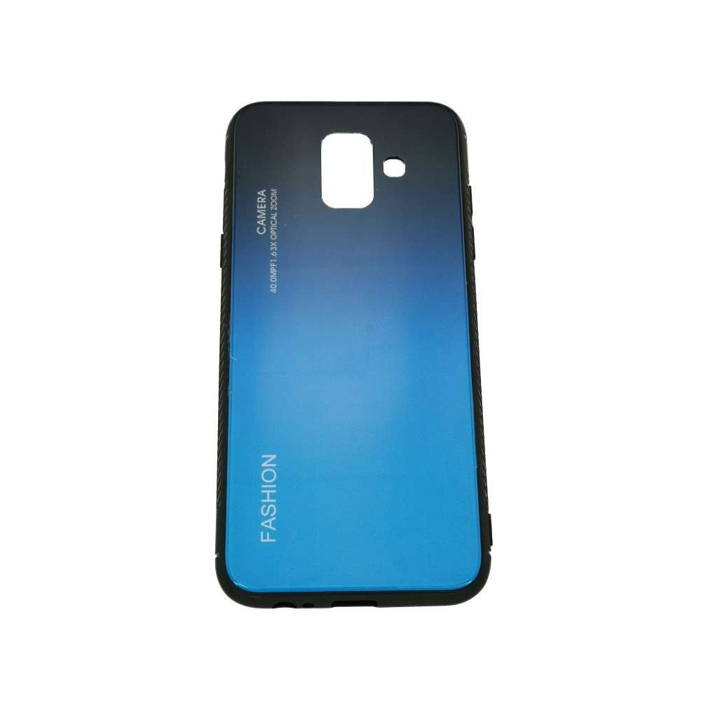 Husă Samsung Galaxy A6 2018, cu spate din sticlă în degrade, albastru