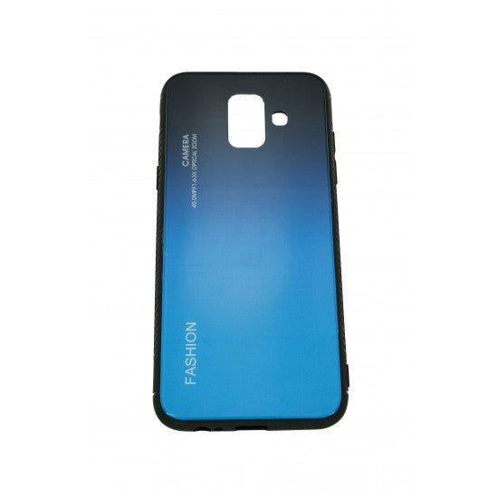 Husă Samsung Galaxy A6 2018, cu spate din sticlă în degrade, albastru