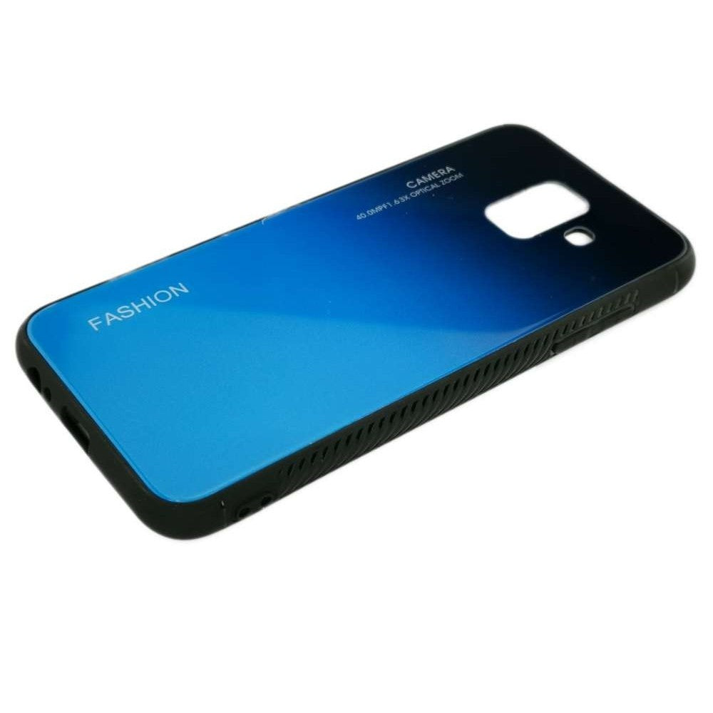 Husă Samsung Galaxy A6 2018, cu spate din sticlă în degrade, albastru