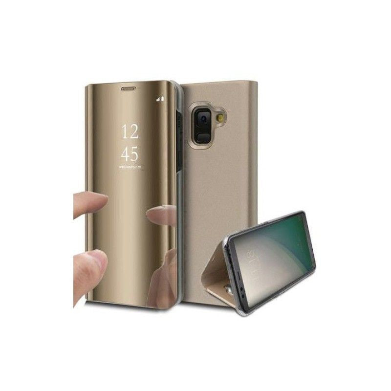 Husă Samsung Galaxy A6 2018, tip carte cu oglindă, auriu