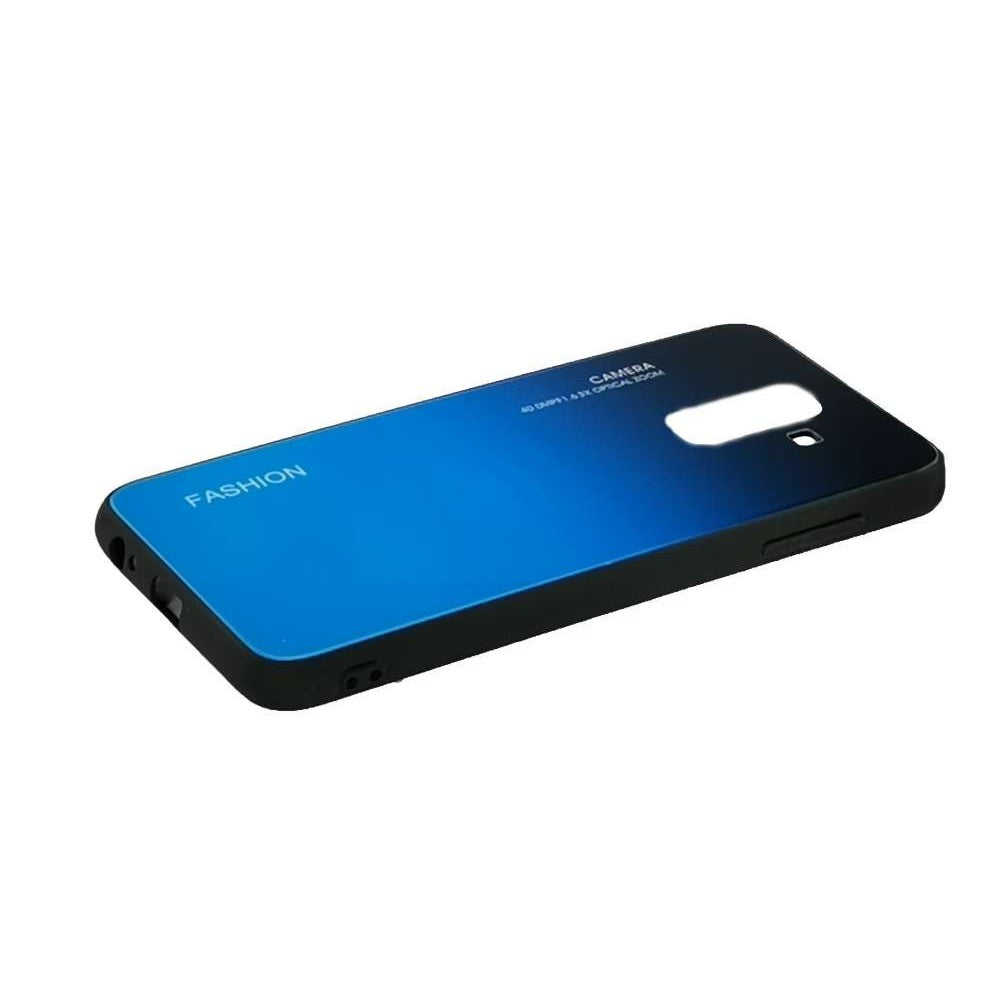 Husă Samsung Galaxy A6 Plus, cu spate din sticlă în degrade, albastru