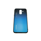 Husă Samsung Galaxy A6 Plus, cu spate din sticlă în degrade, albastru
