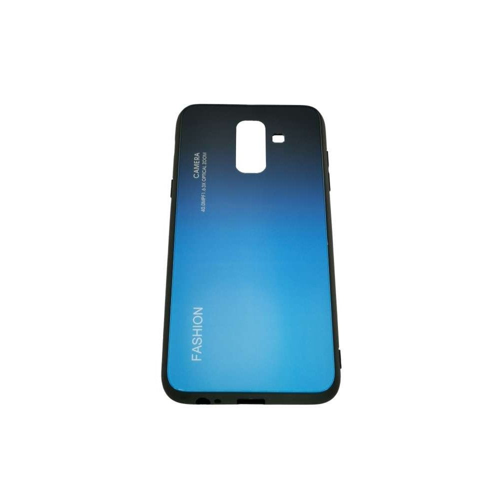 Husă Samsung Galaxy A6 Plus, cu spate din sticlă în degrade, albastru