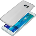 Husă Samsung Galaxy A7 2017, 360°, din TPU transparent, transparent cu margini albe