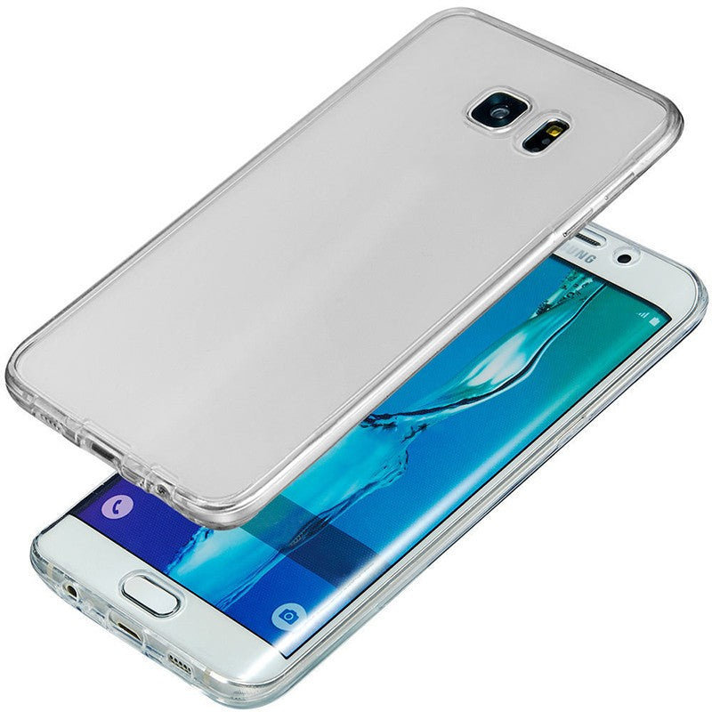 Husă Samsung Galaxy A7 2017, 360°, din TPU transparent, transparent cu margini albe