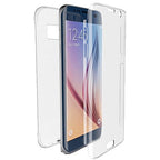 Husă Samsung Galaxy A7 2017, 360°, din TPU transparent, transparent cu margini albe