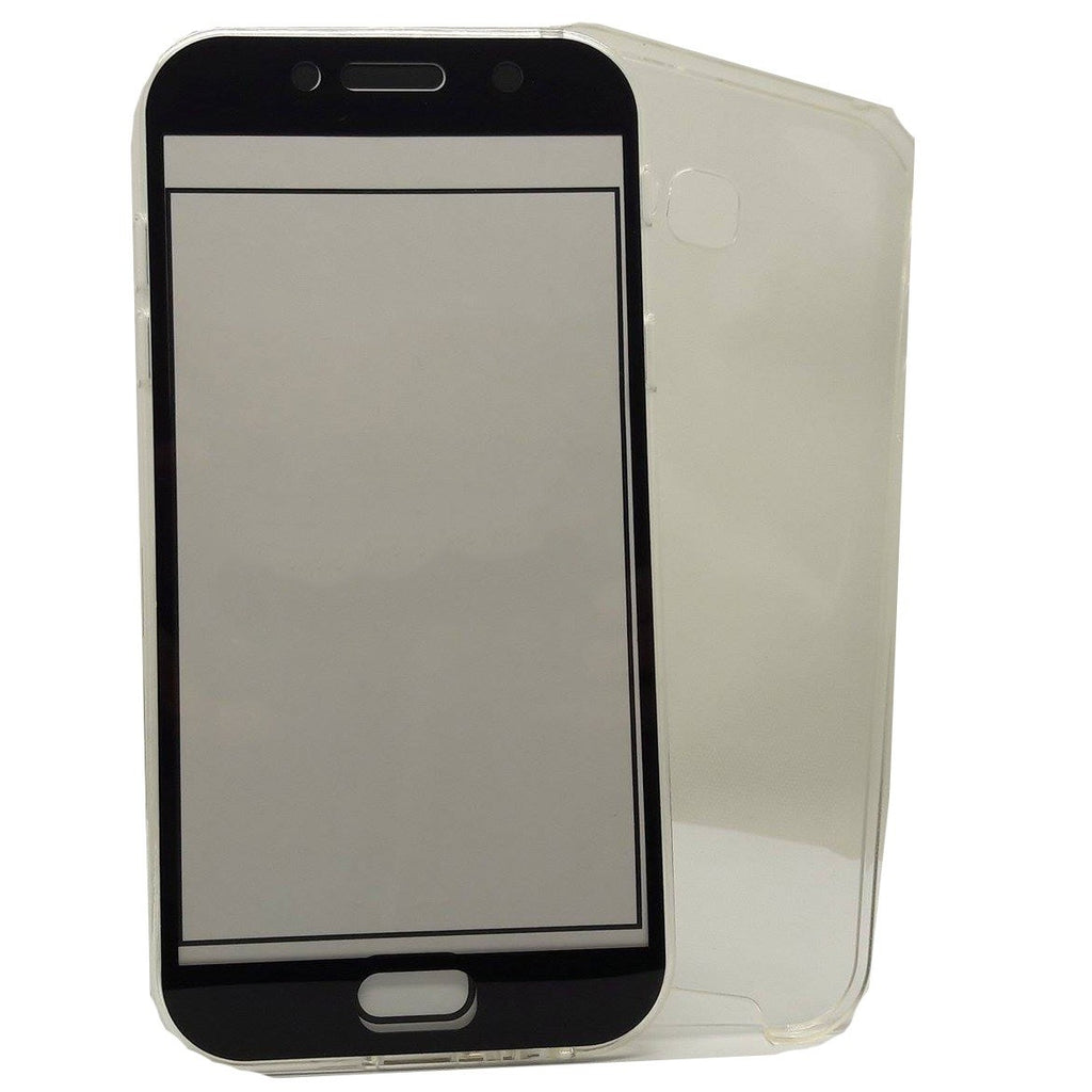 Husă Samsung Galaxy A7 2017, 360°, din TPU transparent, transparent cu margini negre