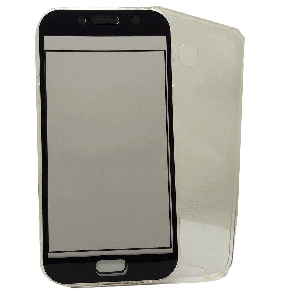 Husă Samsung Galaxy A7 2017, 360°, din TPU transparent, transparent cu margini negre