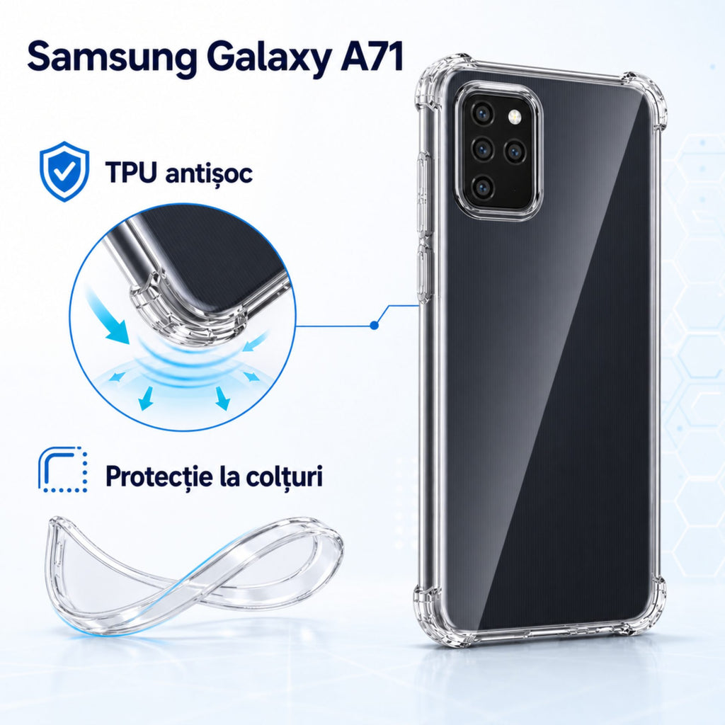 Husă Samsung Galaxy A71, antișoc, transparent
