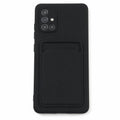 Husă Samsung Galaxy A71, cu buzunar pentru card, negru
