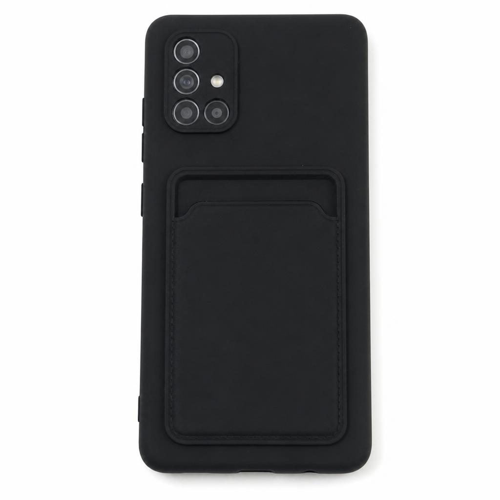 Husă Samsung Galaxy A71, cu buzunar pentru card, negru