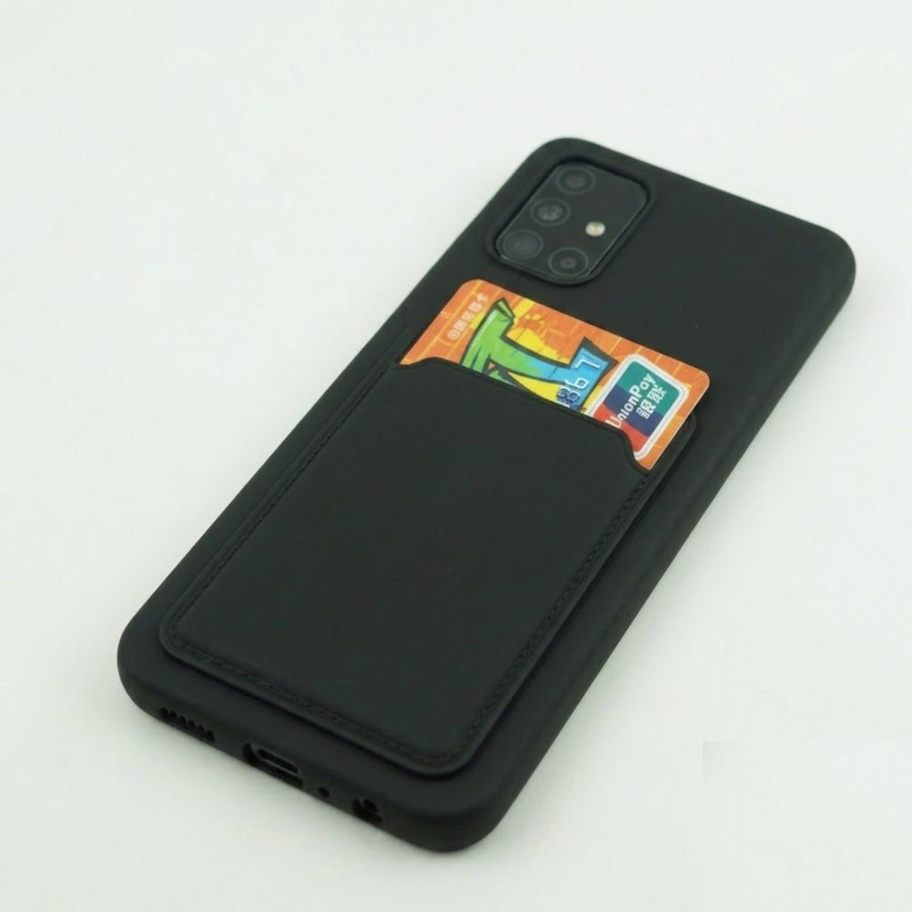 Husă Samsung Galaxy A71, cu buzunar pentru card, negru