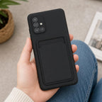 Husă Samsung Galaxy A71, cu buzunar pentru card, negru