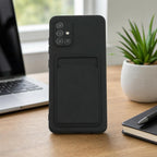 Husă Samsung Galaxy A71, cu buzunar pentru card, negru