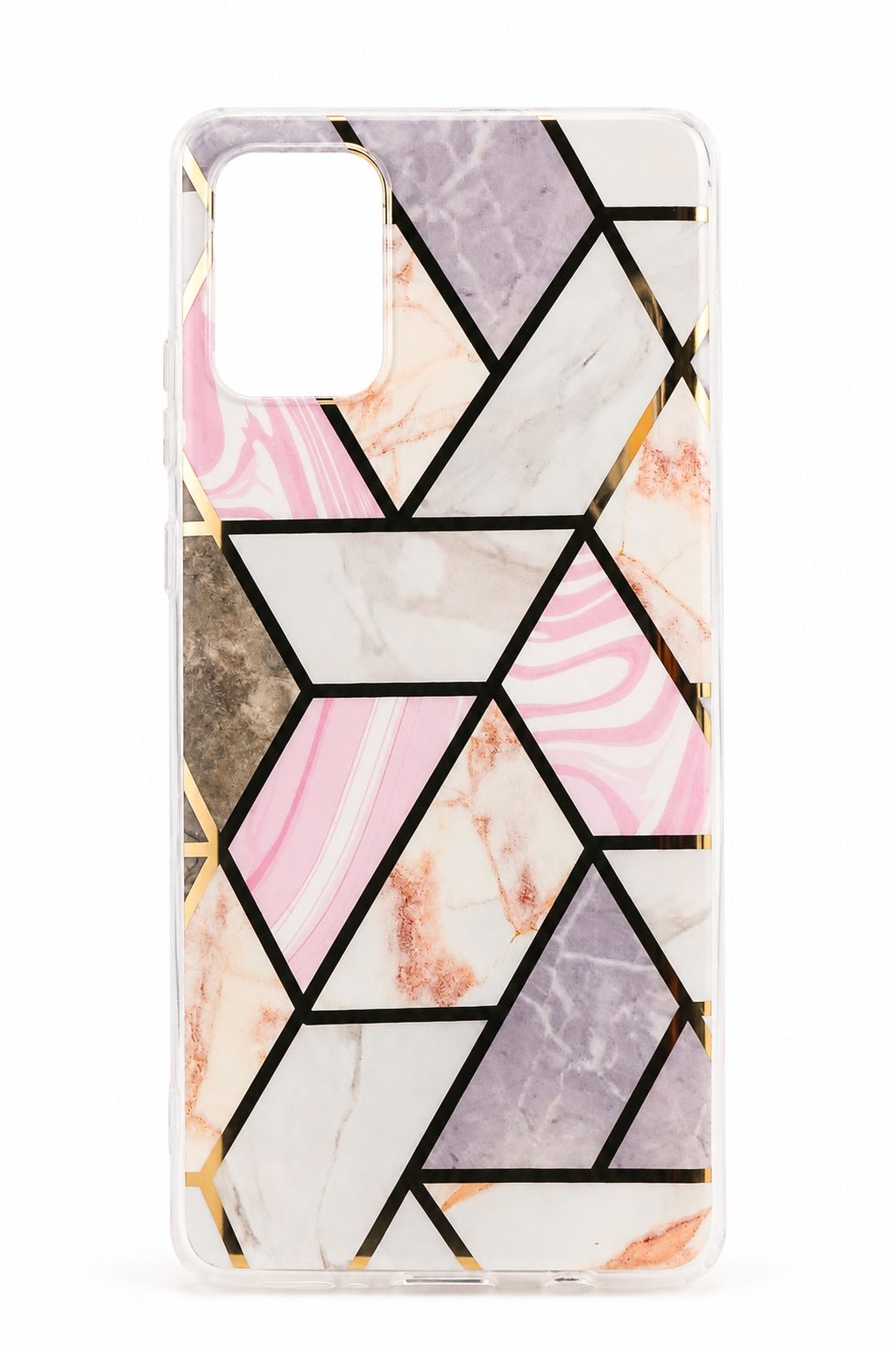 Husă Samsung Galaxy A71, marmorată, cu model geometric, multicolor