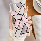 Husă Samsung Galaxy A71, marmorată, cu model geometric, multicolor