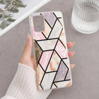 Husă Samsung Galaxy A71, marmorată, cu model geometric, multicolor